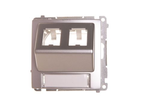 Simon Basic Pokrywa gniazd teleinformatycznych na wkłady RJ skośna podwójna srebrny mat BMGPS2P.02/43