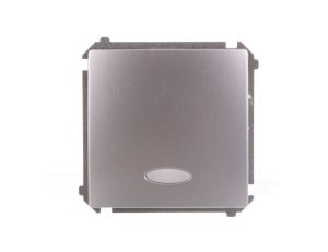 Simon Basic Przycisk pojedynczy zwierny bez piktogramu z podświetleniem 10AX 250V, szybkozłącza, srebrny mat BMP1L.01/43
