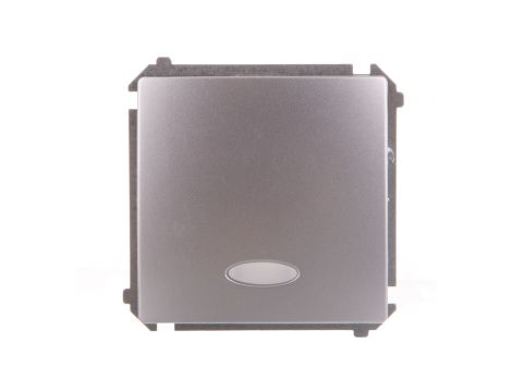 Simon Basic Przycisk pojedynczy zwierny bez piktogramu z podświetleniem 10AX 250V, szybkozłącza, srebrny mat BMP1L.01/43