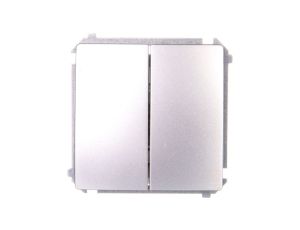 Simon Basic Przycisk podwójny zwierny, dwuobwodowy: 2 we+2wy 16AX 250V, szybkozłącza, srebrny mat BMP2.01/43