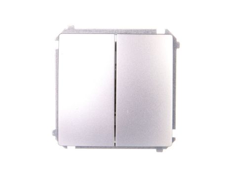 Simon Basic Przycisk podwójny zwierny, dwuobwodowy: 2 we+2wy 16AX 250V, szybkozłącza, srebrny mat BMP2.01/43