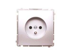 Simon Basic Gniazdo pojedyncze z/u 16A 250V szybkozłącza, srebrny mat BMGZ1c.01/43