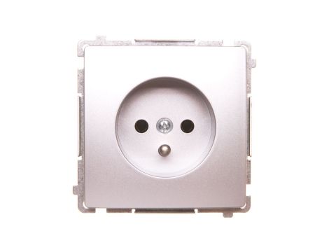 Simon Basic Gniazdo pojedyncze z/u 16A 250V szybkozłącza, srebrny mat BMGZ1c.01/43