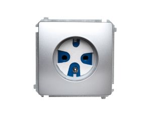 Simon Basic Gniazdo wtyczkowe DATA z uziemieniem i kluczem uprawniającym 16A 250V srebrny m