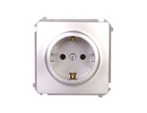 Simon Basic Gniazdo wtyczkowe z uziemieniem Schuko 16A 250V srebrny mat BMGSz1.01/43