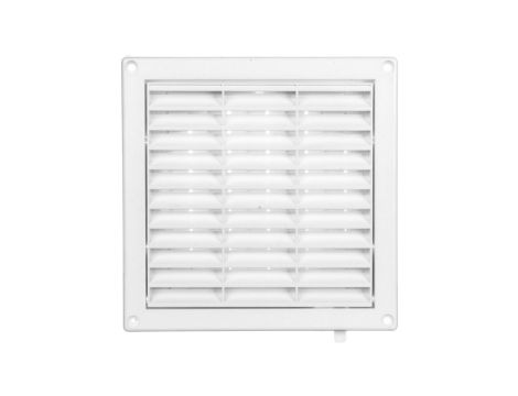Kratka wentylacyjna 130x130mm fi 125mm biała żaluzja+sznurek T34