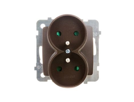 KARO Gniazdo podwójne z/u z przesłonami czekoladowy metalik GP-2SRZP/m/40