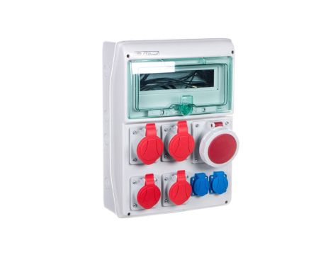 Rozdzielnica budowlana 12 modułow 2x16A 5P 400V, 2x32A 5P 400V, 1x63A 5P 400V, 2x16A 1P+Z RSS-04 IP44 942040