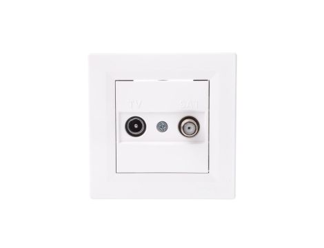 Gniazdo antenowe Asfora TV-SAT przelotowe 4dB białe z ramką EPH3400221