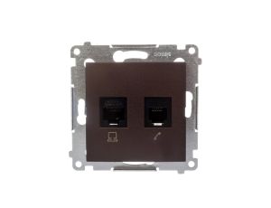 Simon 54 Gniazdo teleinformatyczne RJ45 kat.5e + RJ12 brąz mat D5T.01/46