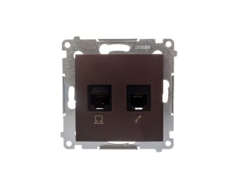 Simon 54 Gniazdo teleinformatyczne RJ45 kat.5e + RJ12 brąz mat D5T.01/46