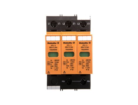 Ogranicznik przepięć Typ T1+T2 3P 12,5kA 1,4kV 280V VPU I 3 280V/12,5KA 1352200000