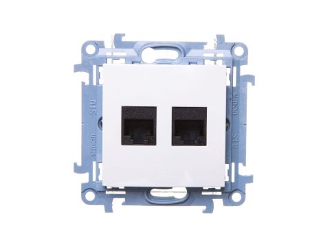 Simon 10 Gniazdo komputerowe podwójne 2xRJ45 kat.6 białe C62.01/11