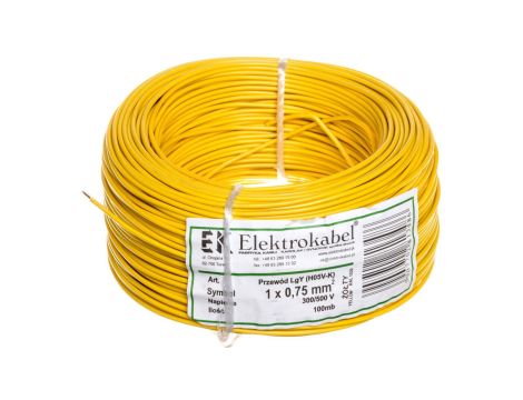 Przewód instalacyjny H05V-K (LgY) 0,75 żółty /100m/