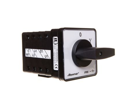 Łącznik krzywkowy 0-gwiazda-trójkąt 100A mocowany do pulpitu pokrętło czarne SK100-4.831P03