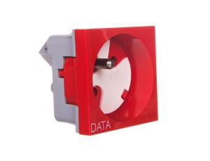 Gniazdo pojedyncze 250VAC 16A z/u z kluczem czerwone 45x45mm, QP 45X45 D_BB