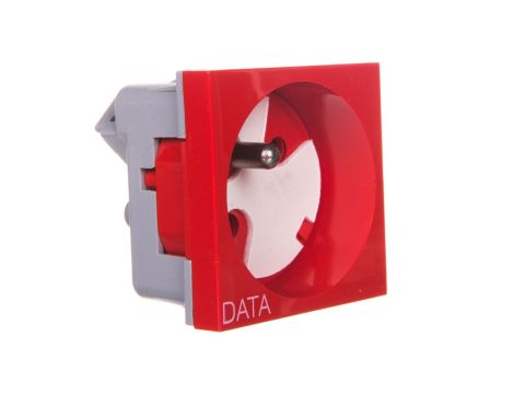 Gniazdo pojedyncze 250VAC 16A z/u z kluczem czerwone 45x45mm, QP 45X45 D_BB