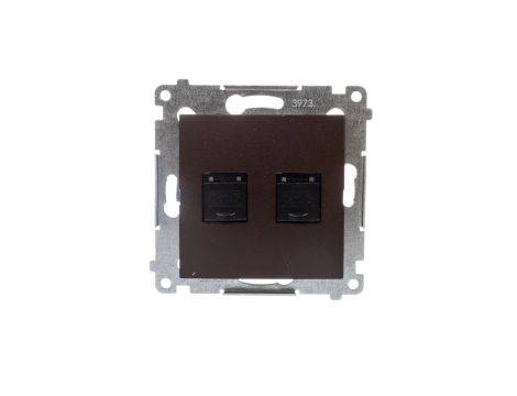 Simon 54 Gniazdo komputerowe podwójne 2xRJ45 kat.6 z przesłoną brąz mat D62.01/46