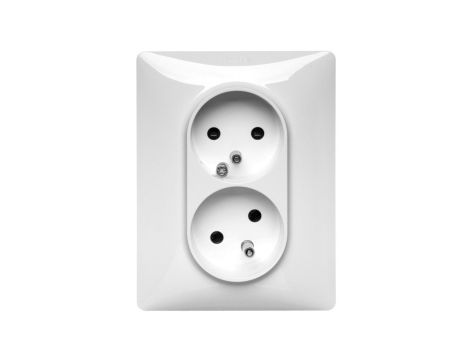 VALENA LIFE Gniazdo podwójne z/u z przesłonami /monoblok/ białe 753186