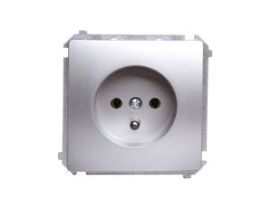 Simon Basic Gniazdo pojedyncze z/u 16A 250V srebrny mat BMGZ1.01/43