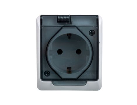 Hermes Gniazdo hermetyczne Schuko z/u z klapką dymną 16A IP44 białe 0324-01