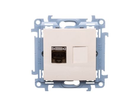 Simon 10 Gniazdo komputerowe pojedyncze RJ45 kat.6 ekranowane kremowy C61E.01/41
