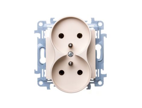 Simon 10 Gniazdo podwójne z/u kremowe 16A 250V IP20 CGZ2M.01/41
