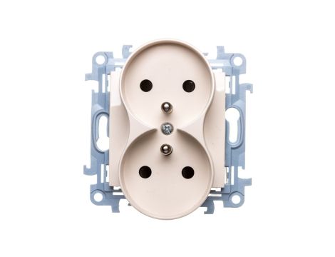 Simon 10 Gniazdo podwójne z/u z przesłonami kremowe 16A 250V IP20 CGZ2MZ.01/41