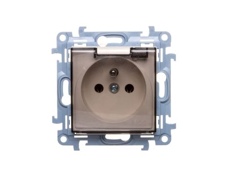 Simon 10 Gniazdo pojedyncze z uszczelką klapką transparetną kremowe 16A 250V IP44 CGZ1B.01/41A