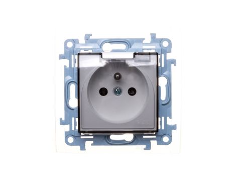 Simon 10 Gniazdo pojedyncze z uszczelką z przesłonami klapką transparetną białe 16A 250V IP44 CGZ1BZ.01/11A