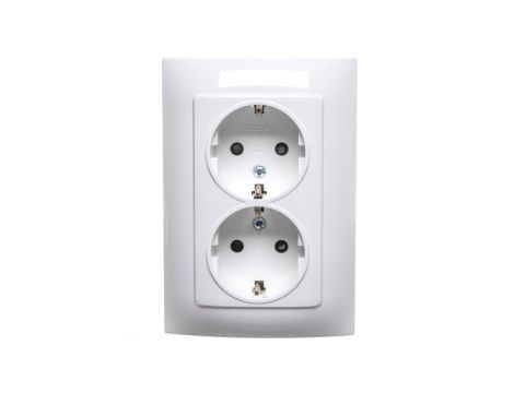Simon 10 Gniazdo podwójne SCHUKO z przesłonami białe 16A 250V IP20 CGSZ2Z/11