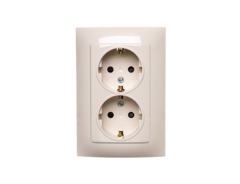 Simon 10 Gniazdo podwójne SCHUKO z przesłonami kremowe 16A 250V IP20 CGSZ2Z/41