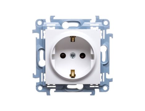 Simon 10 Gniazdo pojedyncze SCHUKO z przesłonami białe 16A 250V IP20 CGSZ1Z.01/11