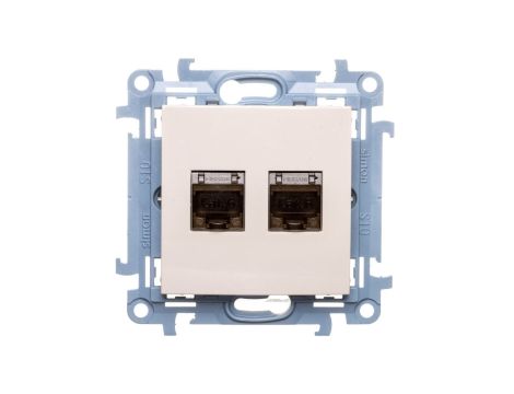 Simon 10 Gniazdo komputerowe podwójne 2xRJ45 kat.6 ekranowane kremowe C62E.01/41