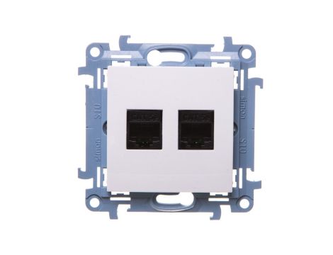Simon 10 Gniazdo komputerowe podwójne 2xRJ45 kat.5e białe C52.01/11