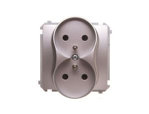 Simon Basic Gniazdo podwójne z/u z przesłonami srebrny mat BMGZ2Mz.01/43