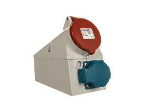 Podwójne gniazdo naścienne 16A 2p+E (z bolcem) 230V IP44 +16A 5p 6h 400V zaciski bezśrubowe MEN1649NF