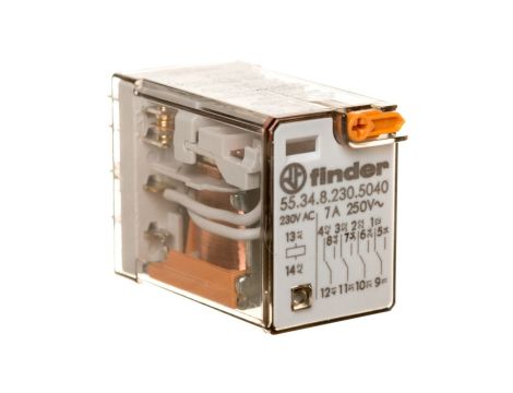 Przekaźnik przemysłowy 4P 7A 230V AC przycisk testujący mechaniczny wskaźnik zadziałania 55.34.8.230.5040