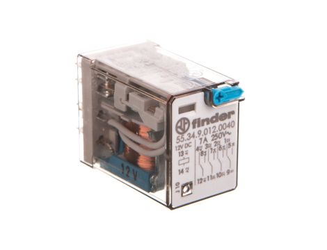 Przekaźnik przemysłowy 4P 7A 12V DC przycisk testujący mechaniczny wskaźnik zadziałania 55.34.9.012.0040