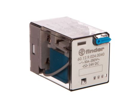 Przekaźnik przemysłowy 2P 10A 24V DC przycisk testujący mechaniczny wskaźnik zadziałania 60.12.9.024.0040