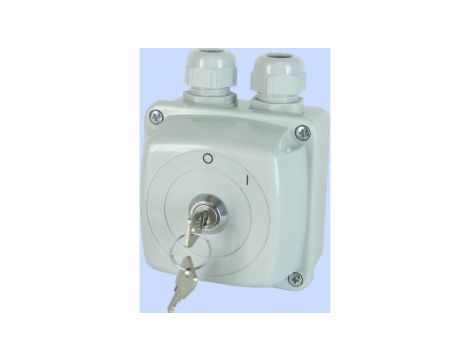 Łącznik krzywkowy 0-I 16A 3P załączany kluczykiem w obudowie IP44 Łuk E16-13z/z 951680