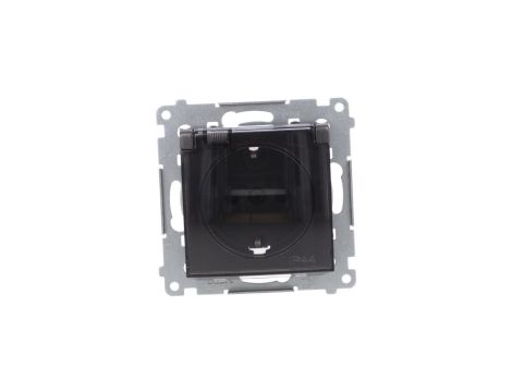Simon 54 Gniazdo Schuko do wersji IP44 z przesłonami z uszczelką klapka transparentna antracyt DGSZ1BZ.01/48A