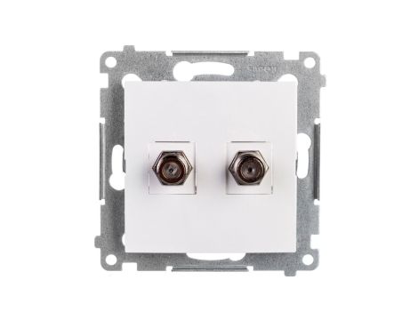 Simon 54 Gniazdo antenowe podwójne typu F białe DASF2.01/11