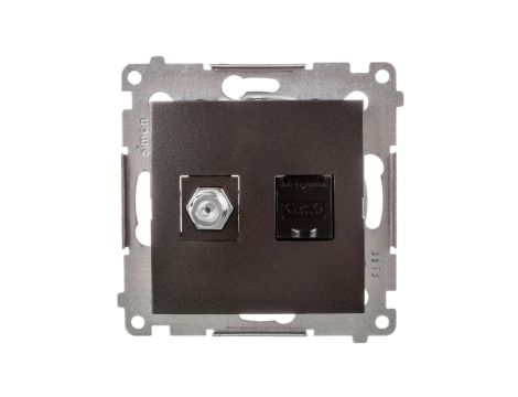 Simon 54 Gniazdo antenowe i komputerowe typu F i RJ45 kat.6 antracyt DASFRJ45.01/48