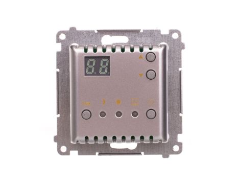 Simon 54 Regulator temperatury z wyświetlaczem z czujnikiem wewnętrznym 16(2) A 230V srebrny mat DTRNW.01/43