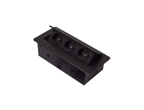 Gniazdo blatowe 3-krotne z pokrywą uchylną czarne GB3PL-BLACK