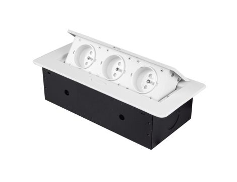 Gniazdo blatowe 3-krotne z pokrywą uchylną białe GB3PL-WHITE