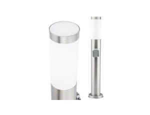 Lampa Ogrodowa Zewnętrzna E27 SREBRNY SŁUPEK 65cm z Gniazdem 230V r