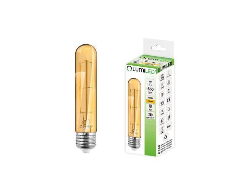 Żarówka LED E27 T30 6W = 50W 660lm 2200K Ciepła 360 Filament LUMILED
