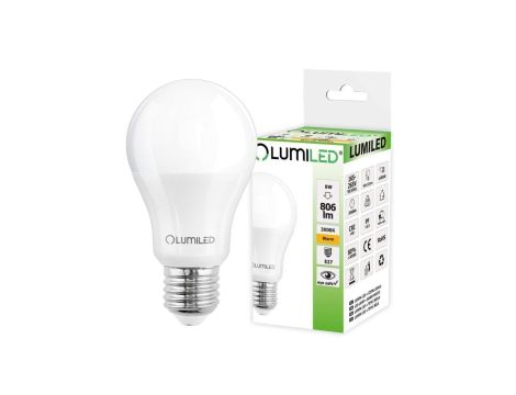 Żarówka LED E27 A60 8W = 60W 806lm 3000K Ciepła 260 LUMILED